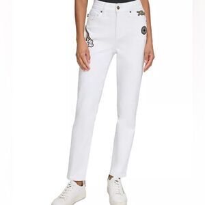 NWT Karl Lagerfeld Paris Cannes Logo Patch Denim Jeans Size 16/34